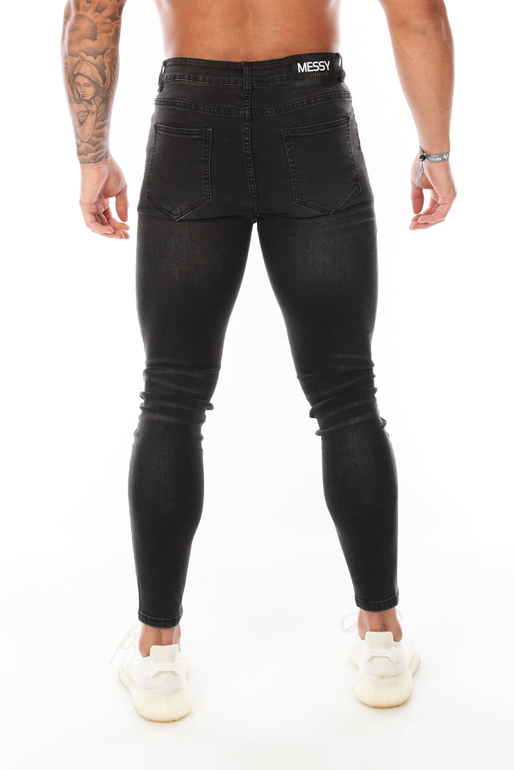 Arcturus Stonewash Stretch Skinny Black Jeans