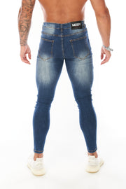 Acrux Distressed Stretch Skinny Blue Jeans